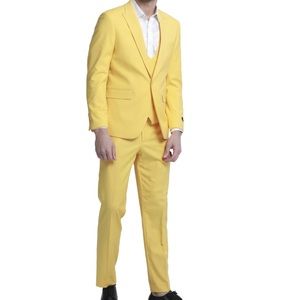 🆕 🐣 Men’s 3-piece yellow skinny-fit suit 🐣